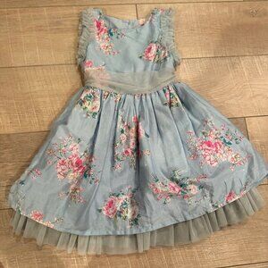 MILA & EMMA GIRLS 4T BLUE FLORAL DRESS M&E